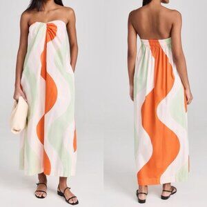NWT Mara Hoffman Alice Fair Trade Red Green Strapless Cotton Maxi Dress Size XS